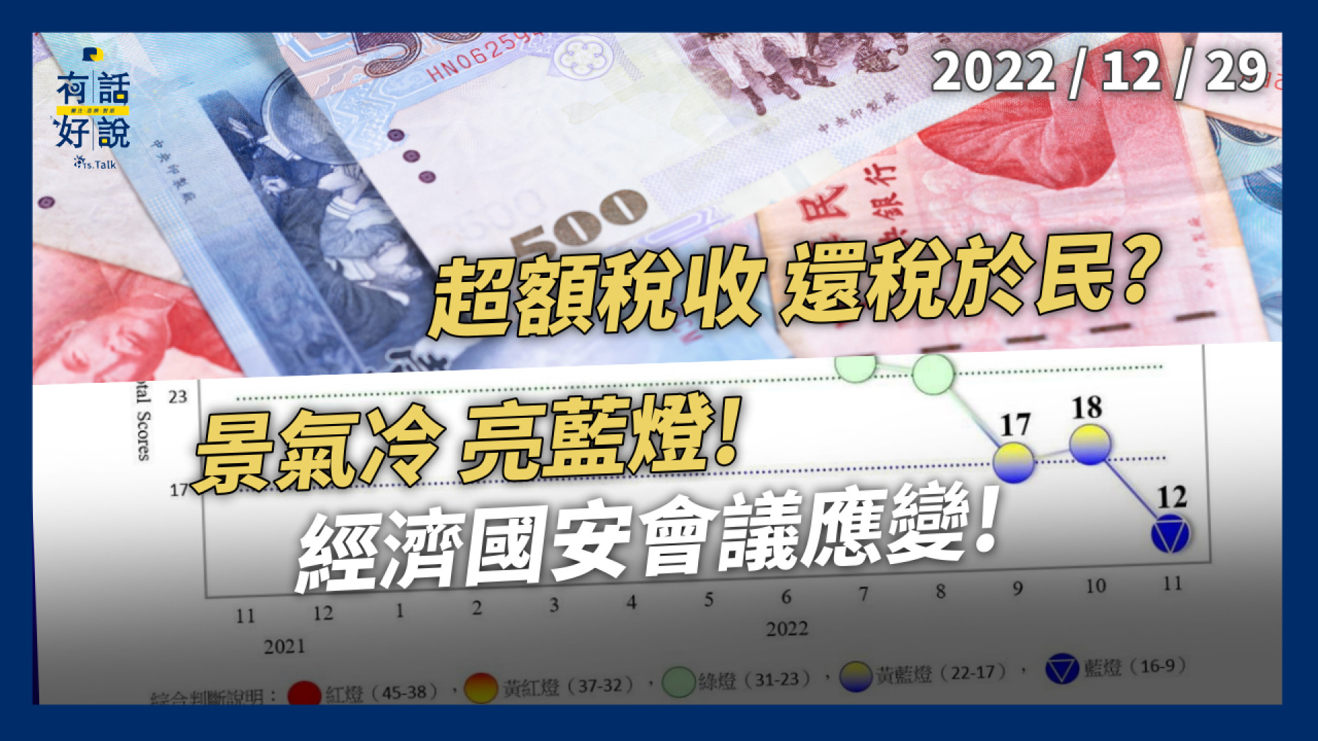 景氣冷 藍燈亮起！經濟國安會議應變！超額稅收怎運用？還稅於民？振興經濟？
