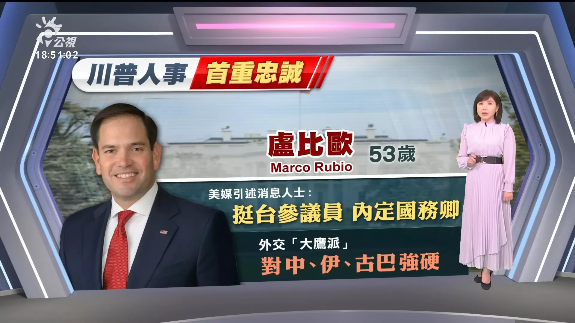 2024/11/12公視新聞全球話｜長期立場友台、常為台灣發聲，美參議員盧比歐傳將任川普國務卿