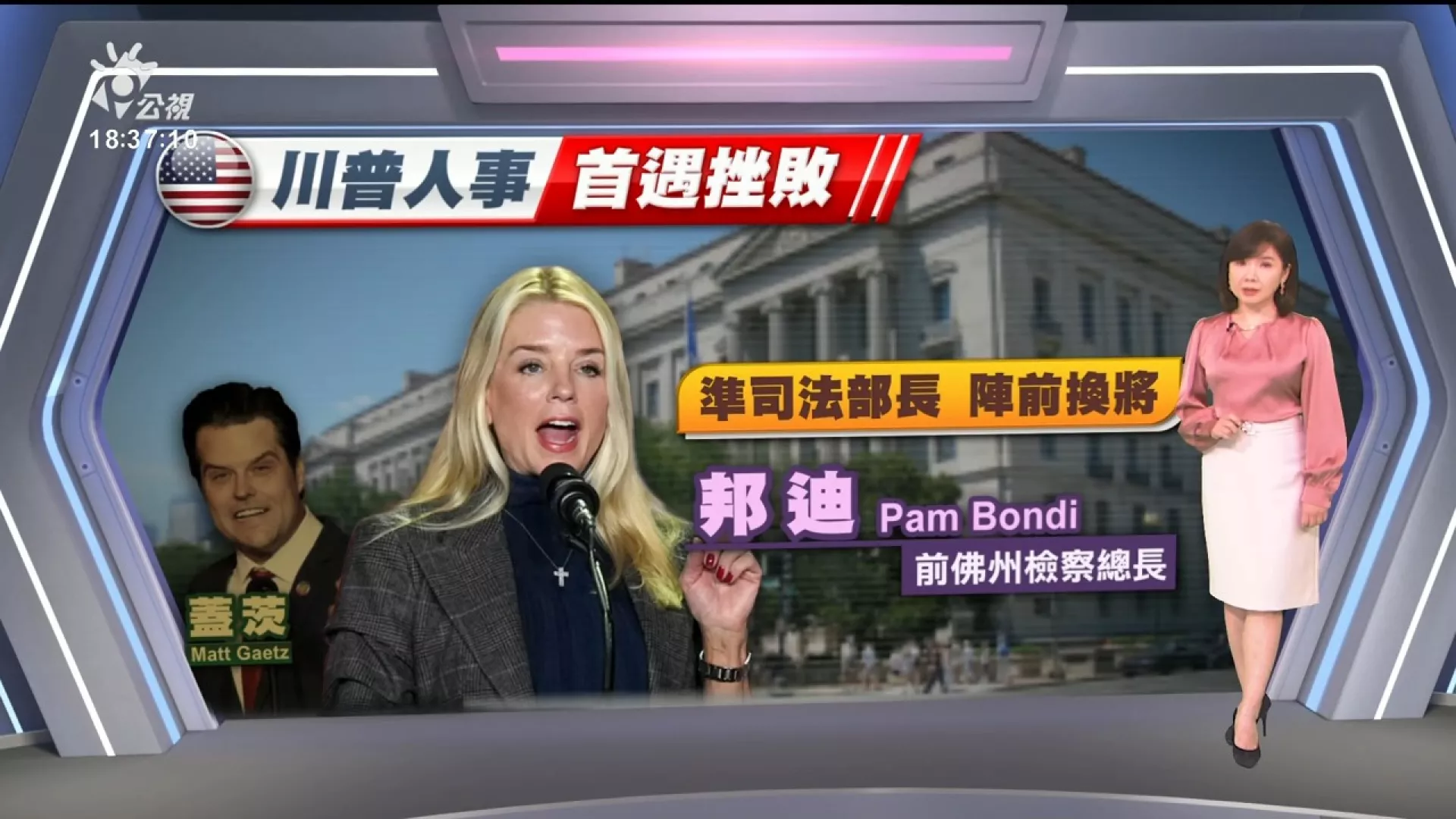 2024/11/22公視新聞全球話｜準司法部長蓋茨陷性醜聞，川普改派前佛州檢察長邦迪上陣