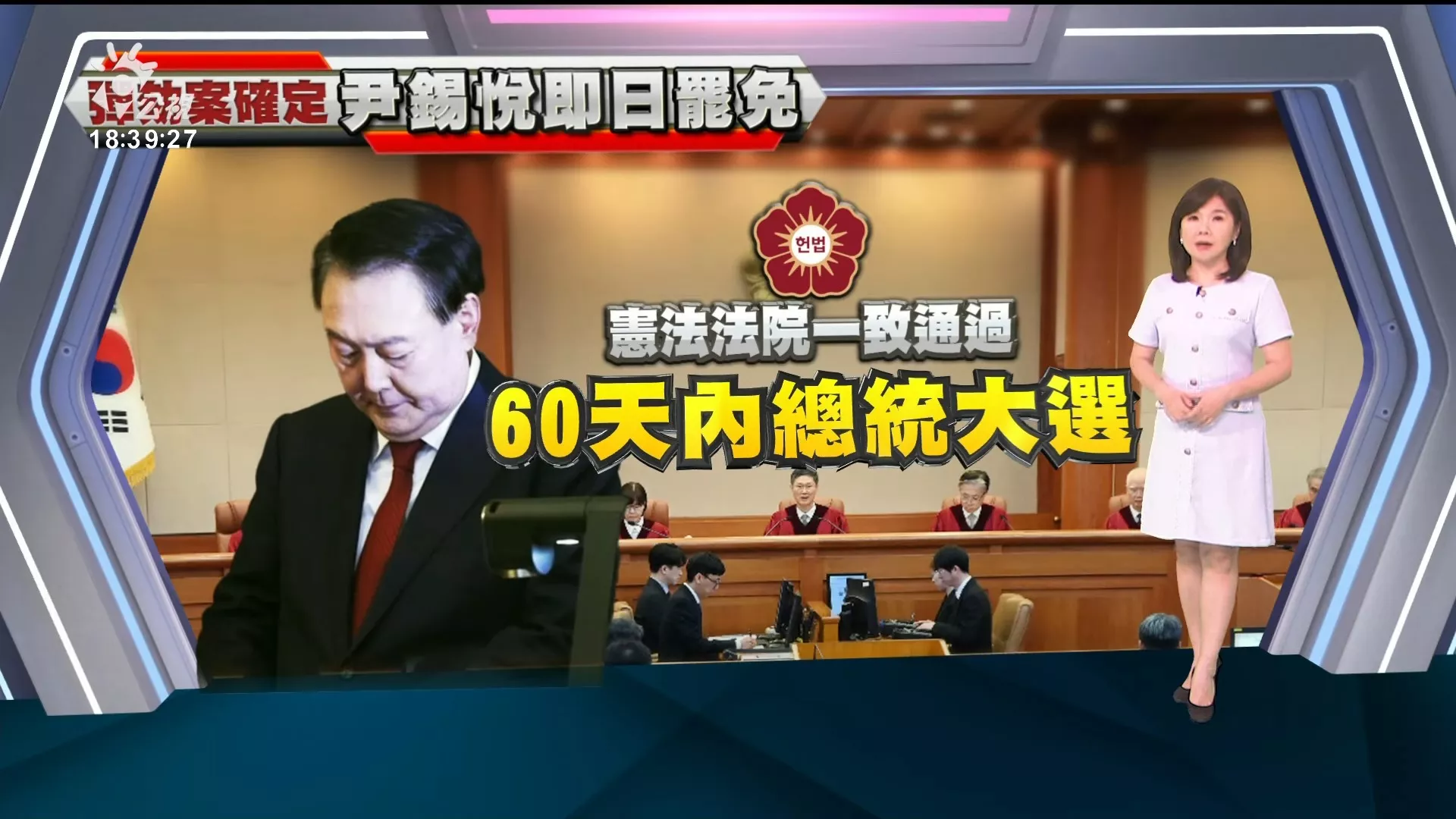 20250404｜韓憲法法院通過尹錫悅彈劾案、即刻免職；韓60天內須大選，李在明民調領先