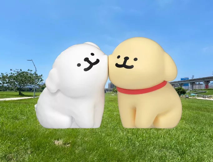 「線條小狗」燈組模擬圖。(圖/取自新北市民政局)