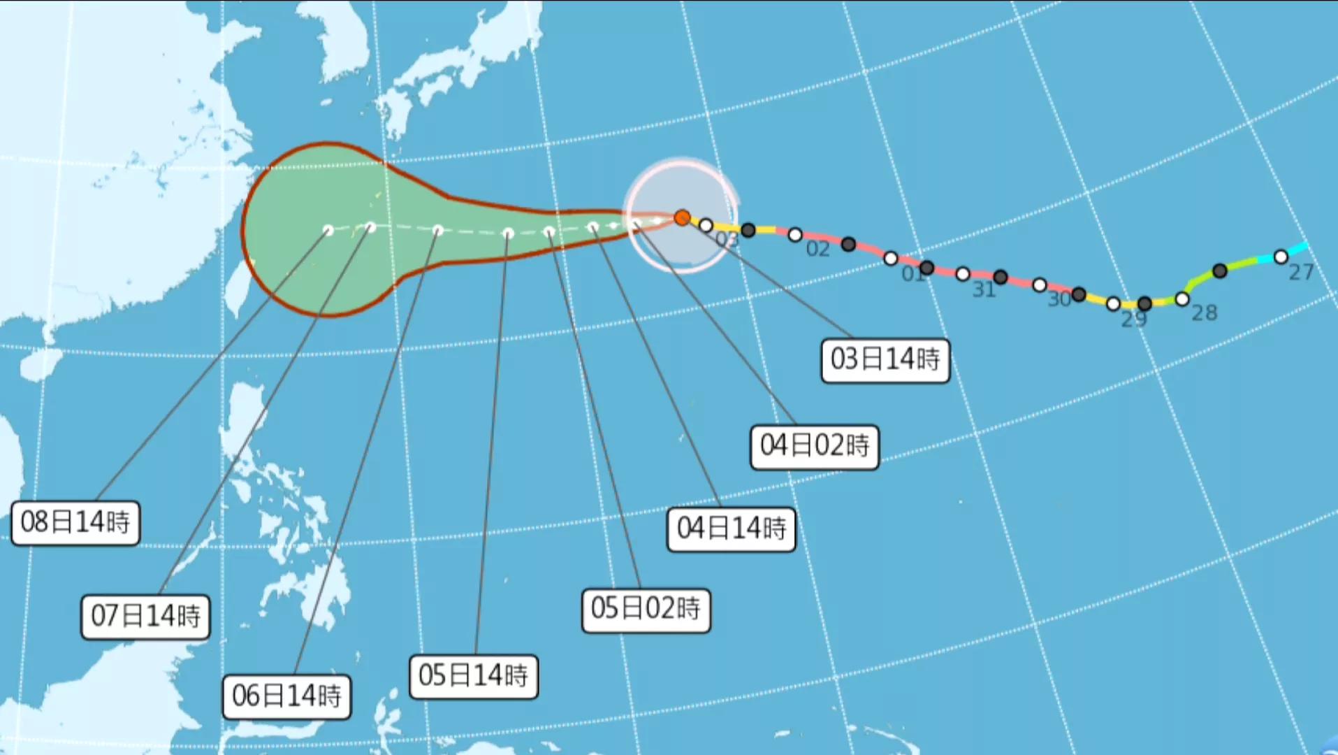 中颱白海豬拜六上倚近 上緊拜五過晝發海警