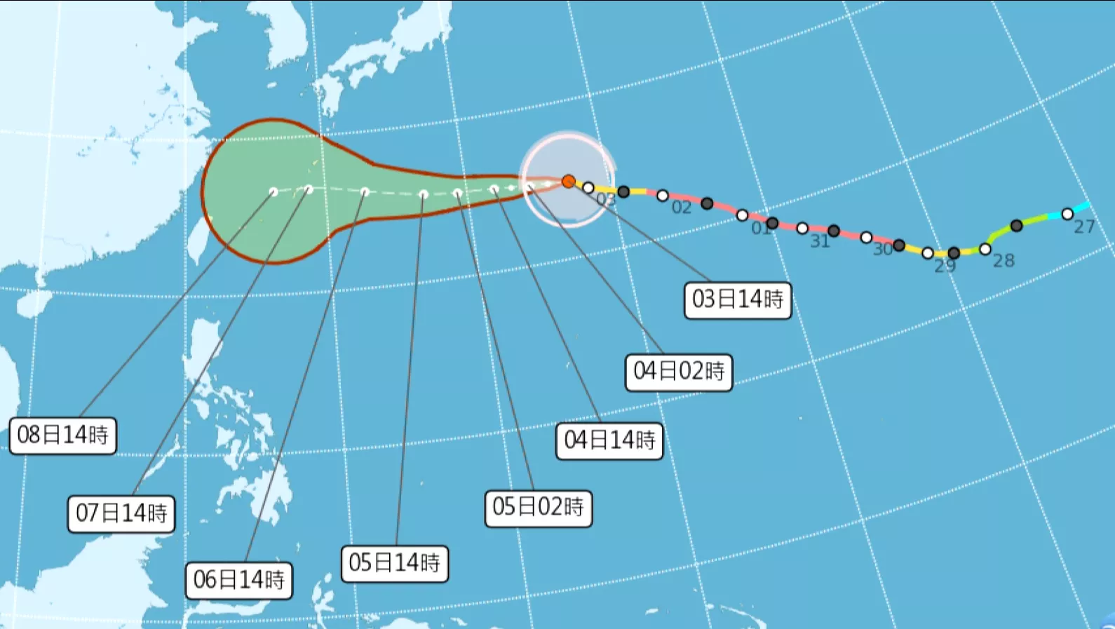 中颱白海豬拜六上倚近 上緊拜五過晝發海警