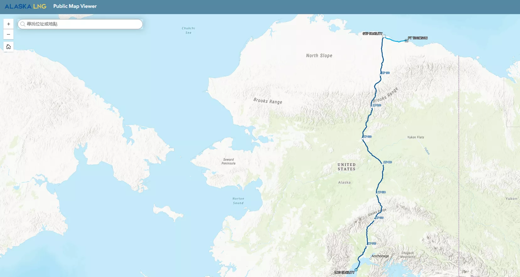 阿拉斯加天然氣管線規劃路線（圖／Alaska LNG）